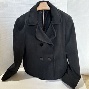 Talbots Women’s‎ Sz 14P Black Blazer Business Causal Cotton/Silk Cropped